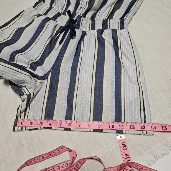 NWT Travis Matthew LUCKY LOO Navy stripe romper With Pockets! Sz S - Picture 10 of 14
